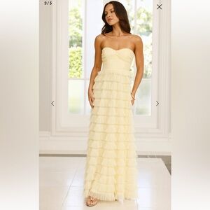 Lovers In Paris Strapless Tulle Maxi Dress Yellow
